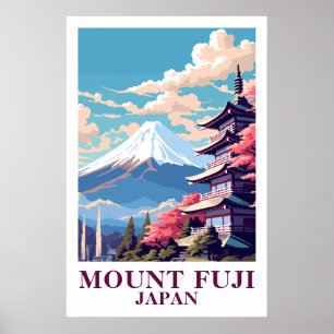 Mount Fuji Japan Vintage Resa Pagoda Konst Poster