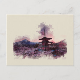 Mount Fuji, Japan, Watercolor Vykort