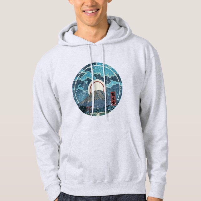 Mount Fuji måne Sweatshirt Med Luva (Framsida)