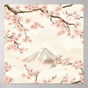 Mount Fuji med körsbärsblommor – Japanska (3) Poster