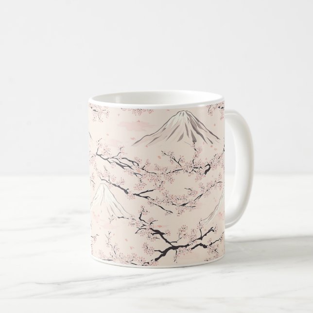 Mount Fuji med körsbärsblommor – japanska Kaffemugg (Framsida höger)
