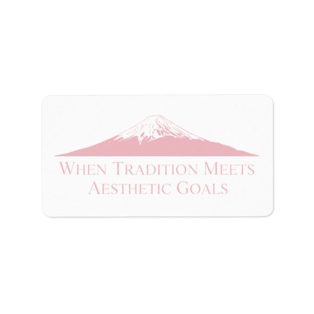 Mount Fuji Minimalist Stickers – Pastel Pink Adressetikett (Framsidan)