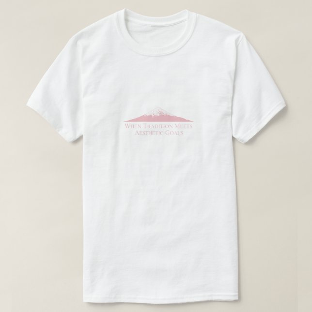 Mount Fuji Minimalist T-Shirt – Pastell Rosa (Design framsida)