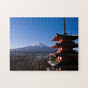 Mount Fuji och röd pagoda Pussel