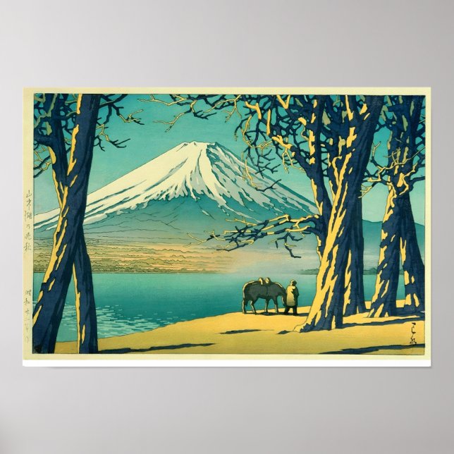 Mount Fuji på en höstkväll, Hasui Kawase Poster (Framsidan)