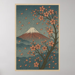 Mount Fuji på våren: Körsbärsblommens stillhet Poster