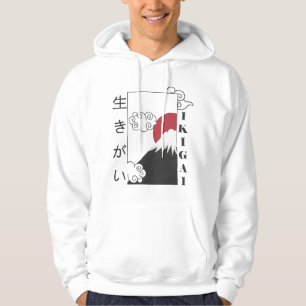 mount fuji retro japanska kanji hoodie