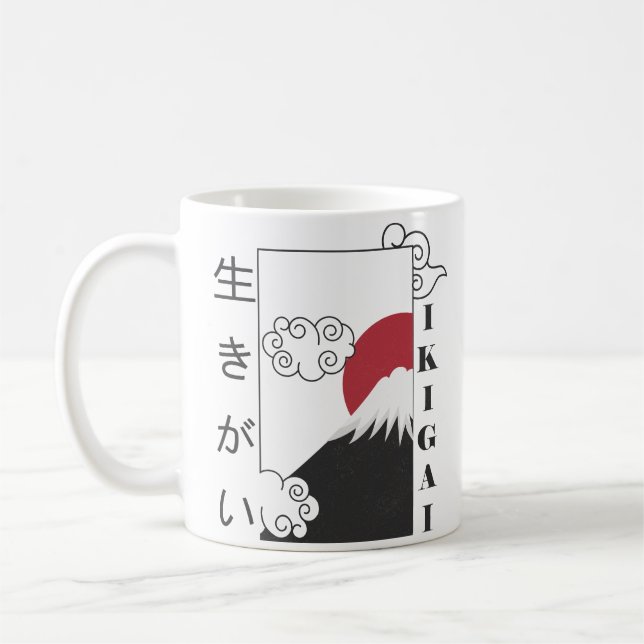 mount fuji retro japanska kanji kaffemugg (Vänster)