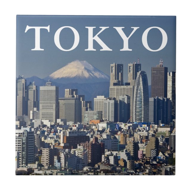 Mount Fuji | Shinjuku District Skyline Tokyo Japan Kakelplatta (Framsidan)