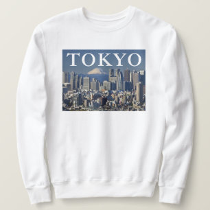 Mount Fuji Shinjuku stadsbild Tokyo Japan Lång Ärmad Tröja
