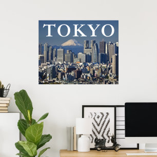 Mount Fuji Shinjuku stadsbild Tokyo Japan Poster