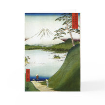 Mount Fuji som ses från en sjö Hiroshige 1858