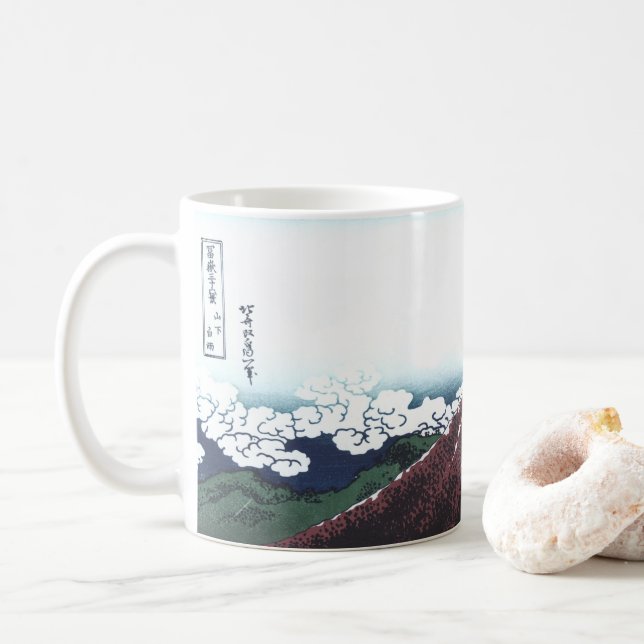 Mount Fuji Ukiyo-e vid Hokusai, japan Kaffemugg (Med munk)
