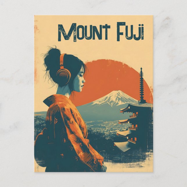 Mount Fuji vintage Vykort (Framsida)