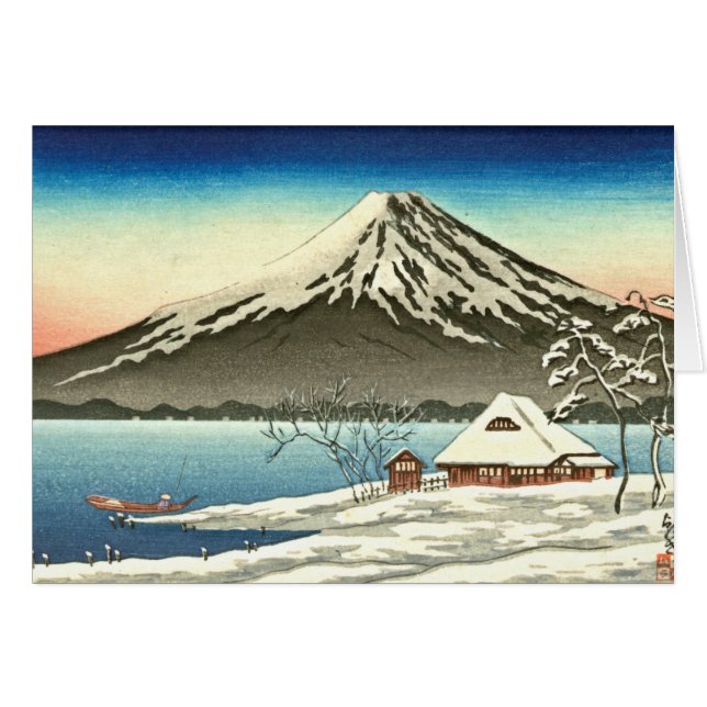 Mount Fuji vinter 1890 Hälsningskort (Framsidan Horizontal)