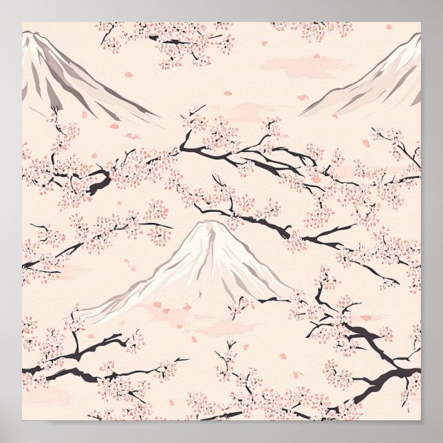 Mount Fuji with Cherry Blossoms – Japanese (1) Poster (Framsidan)