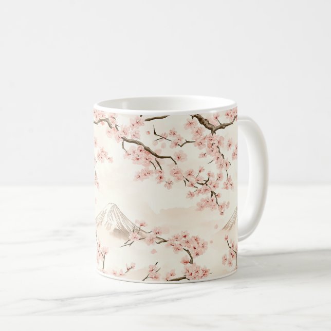 Mount Fuji with Cherry Blossoms – Japanese (3) Kaffemugg (Framsida höger)