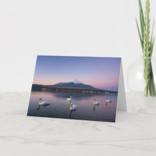 Mount Fuji Yamanaka sjö med svanar Kort