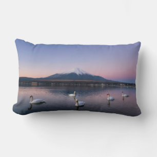 Mount Fuji Yamanaka Sjö med Svanar Lumbarkudde