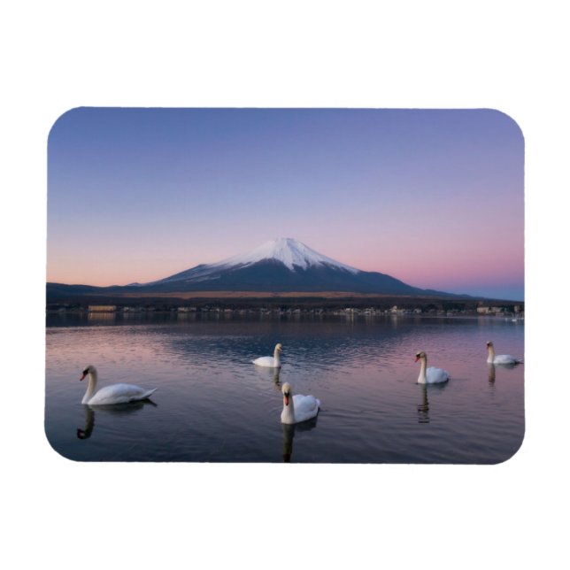 Mount Fuji | Yamanaka Sjö med Svanar Magnet (Horisontell)