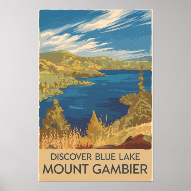 Mount Gambier Australien Illustration Resa Konst Poster (Framsidan)