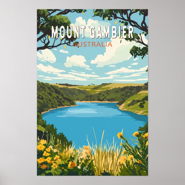 Mount Gambier Australien Resa Konst Vintage Poster (Framsidan)
