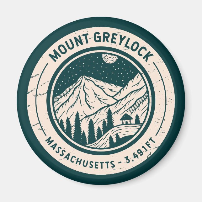 Mount Greylock Massachusetts Hiking Skiing Travel Magnet (Framsidan)