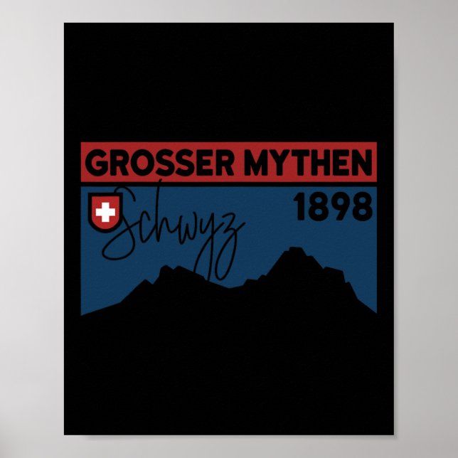 Mount Grosser Mythen Hike Mountain Biking Swiss Hi Poster (Framsidan)