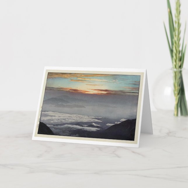 Mount Hõo, Hiroshi Yoshida, Woodcut Kort (Framsida)