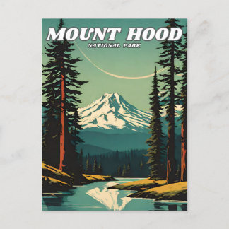 Mount Hood National Park illustration retro Klassi Vykort