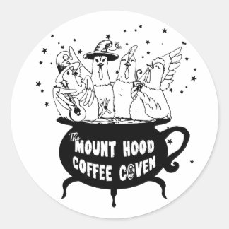 Mount Huva Coffee Coven Crafty Sticker Runt Klistermärke