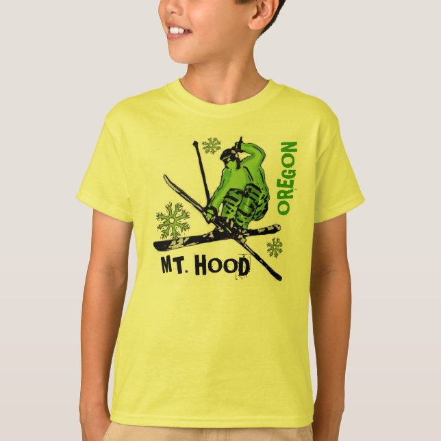 Mount Huva Oregon grönt skier-pojkar T Shirt (Framsida)