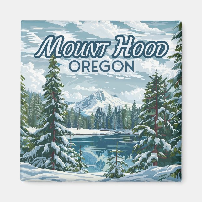 Mount Huva Oregon Ski Pacific Northwest Winter Magnet (Framsidan)