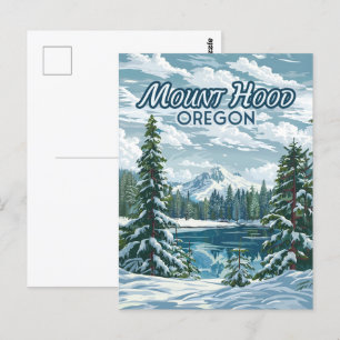 Mount Huva Oregon Ski Pacific Northwest Winter Vykort