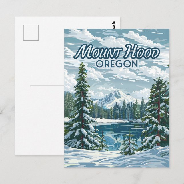 Mount Huva Oregon Ski Pacific Northwest Winter Vykort (Fram/baksida)