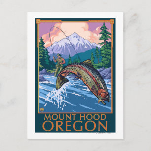 Mount Huva, OregonFisherman Scene Vykort