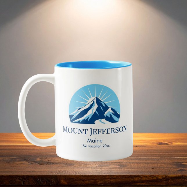 Mount Jefferson Maine skidområde resort souvenir Två-Tonad Mugg (Skapare uppladdad)