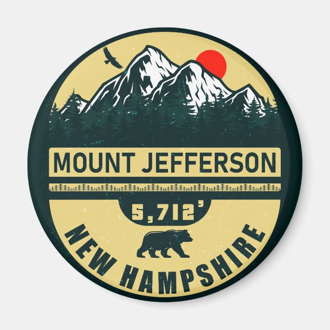 Mount Jefferson Nh Retro Sunset Souvenirs 60 Magnet (Framsidan)