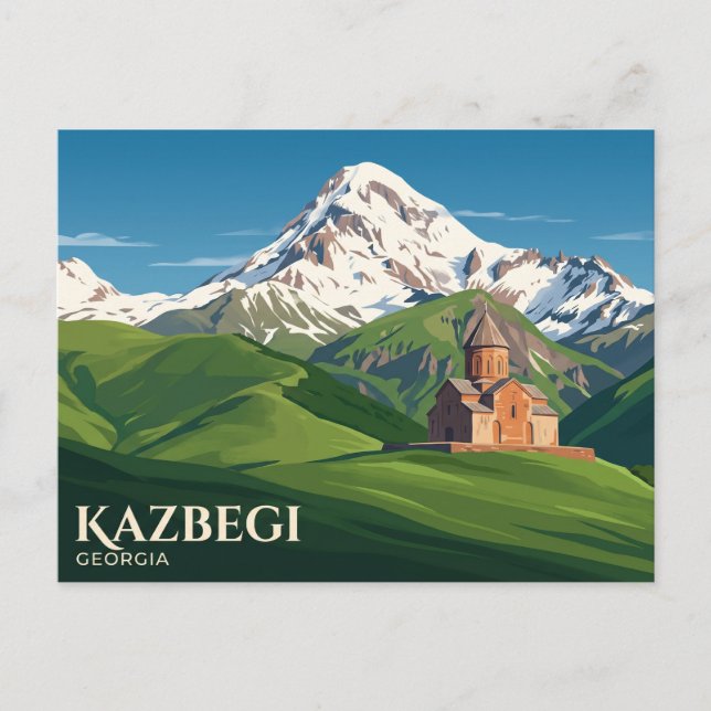 Mount Kazbek Georgien Vykort (Framsida)