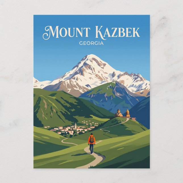 Mount Kazbek Georgien Vykort (Framsida)