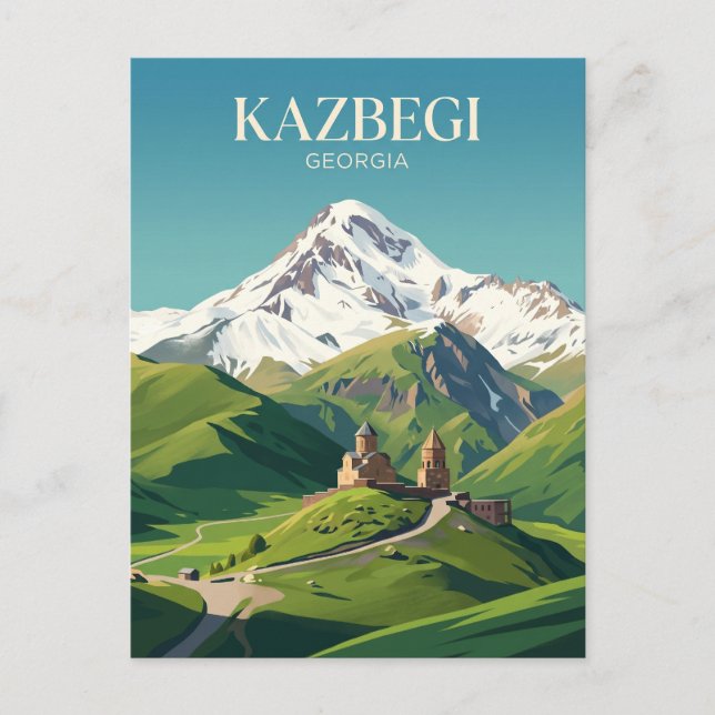 Mount Kazbek Georgien Vykort (Framsida)