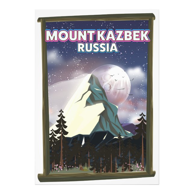 Mount Kazbek rysk reseposter. Fototryck (Framsidan)