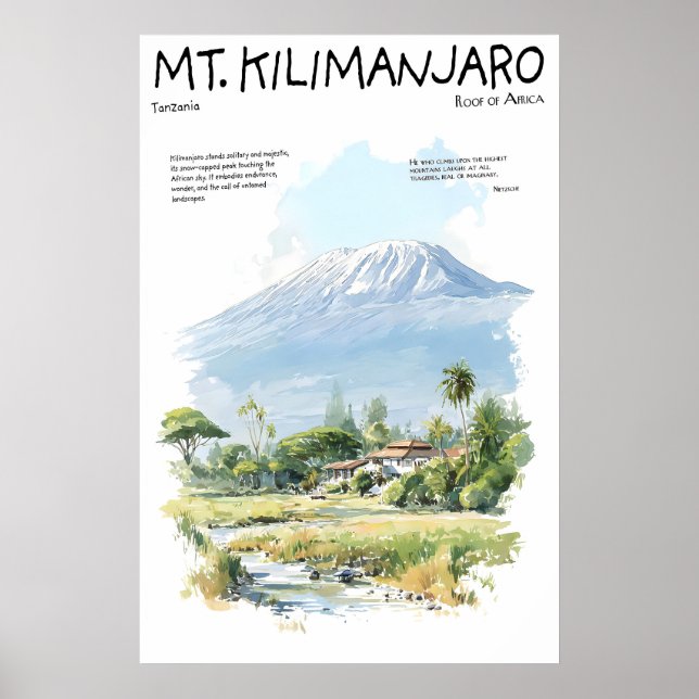 Mount Kilimanjaro Affisch  Tanzania Afrika (Framsidan)