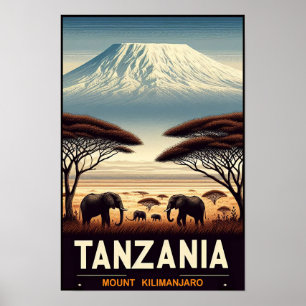 Mount Kilimanjaro Safari – Vintage Tanzania Resor Poster