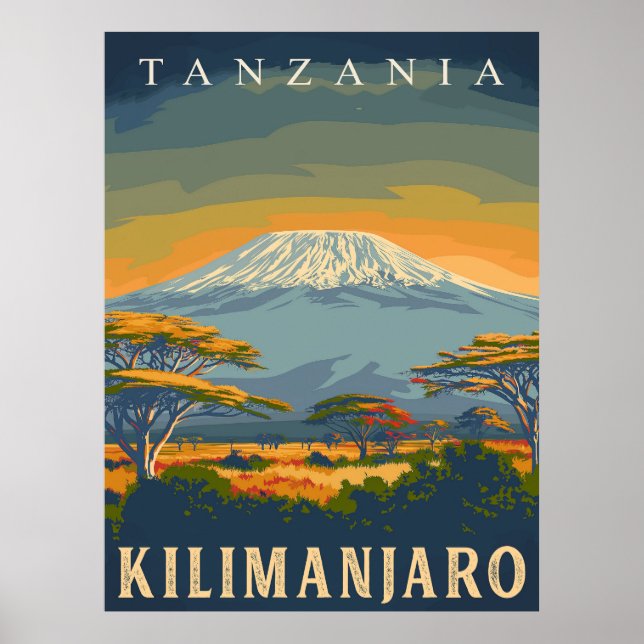 Mount Kilimanjaro, Tanzania Stunning Vintage Poster (Framsidan)