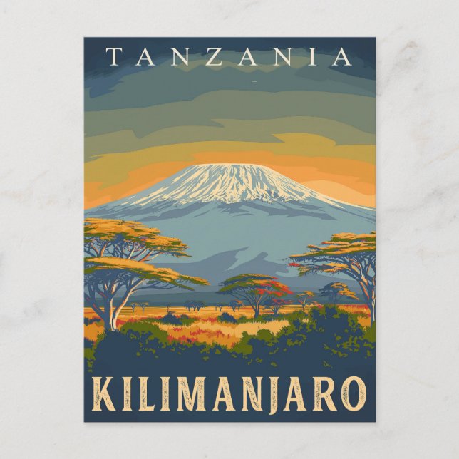 Mount Kilimanjaro, Tanzania Stunning Vintage Vykort (Framsida)