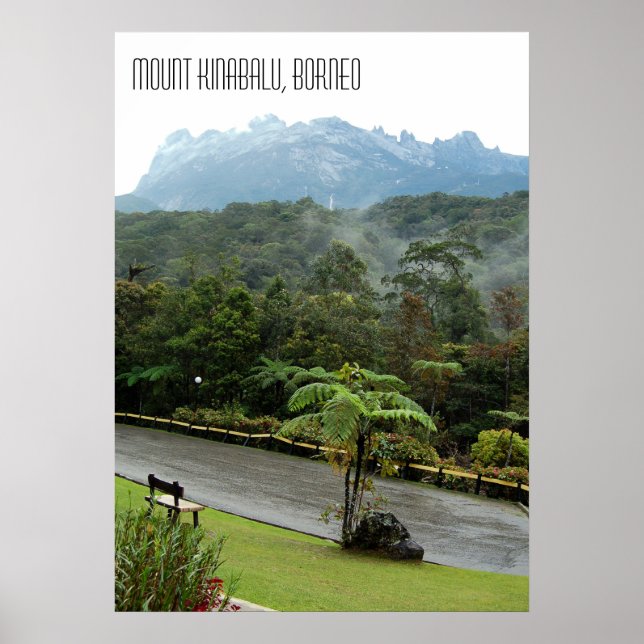 Mount Kinabalu-berget och Borneos djungel Poster (Framsidan)