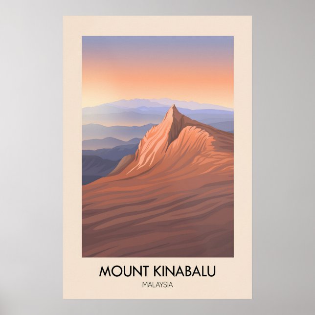 Mount Kinabalu Malaysia Resemålningaffisch Poster (Framsidan)