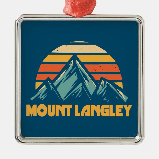 Mount Langley California Retro Turkos Julgransprydnad Metall (Framsidan)