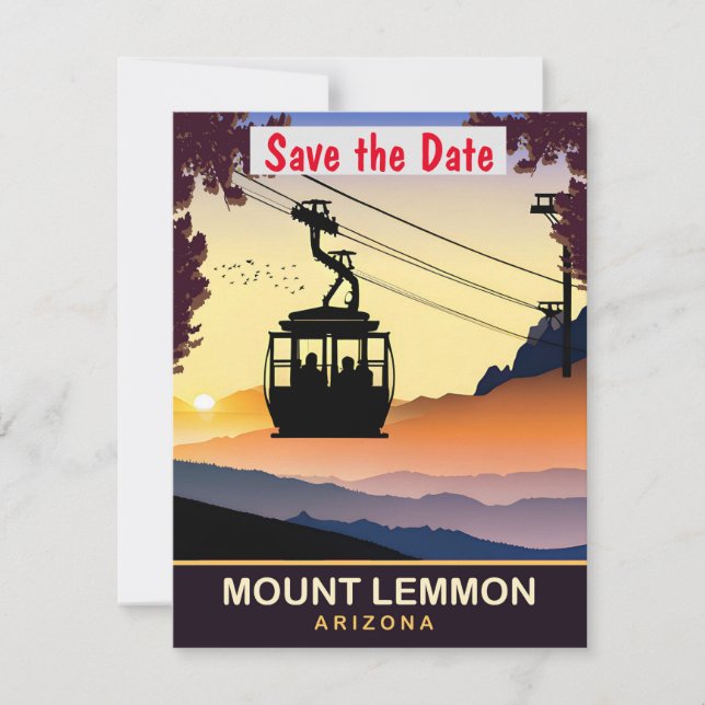 Mount Lemmon Arizona Gondola Bröllopsinbjudan Spara Datumet (Framsida)